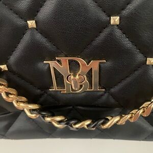 Black Quilted Bag with Gold Accents by